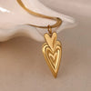Titanium Steel Pendant Necklace With Heart Shape And Bow Tie Pattern Electroplated Light Luxury Unisex Design