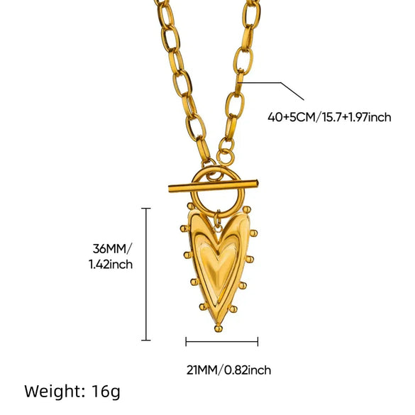 Titanium Steel Pendant Necklace With Heart Shape And Bow Tie Pattern Electroplated Light Luxury Unisex Design
