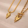 Titanium Steel Pendant Necklace With Heart Shape And Bow Tie Pattern Electroplated Light Luxury Unisex Design