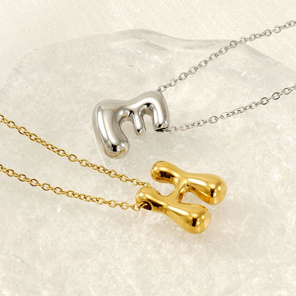 316L Stainless Steel Pendant Necklace With Letter Pattern 18K Gold Plated Unisex