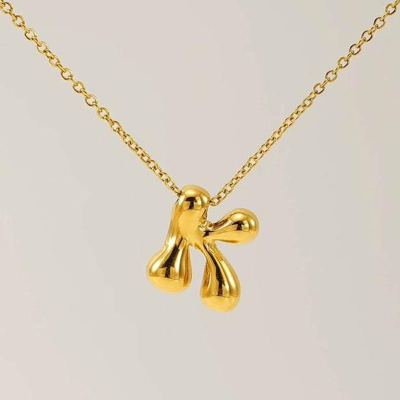 316L Stainless Steel Pendant Necklace With Letter Pattern 18K Gold Plated Unisex