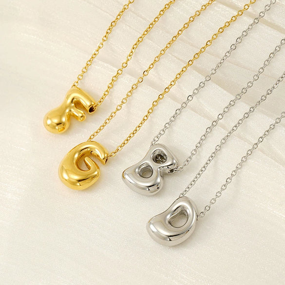 316L Stainless Steel Pendant Necklace With Letter Pattern 18K Gold Plated Unisex