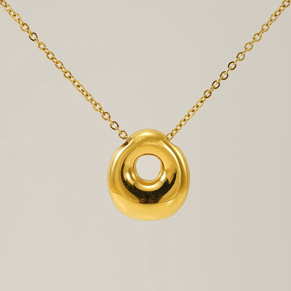 316L Stainless Steel Pendant Necklace With Letter Pattern 18K Gold Plated Unisex