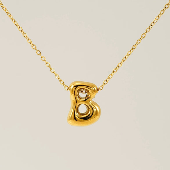 316L Stainless Steel Pendant Necklace With Letter Pattern 18K Gold Plated Unisex