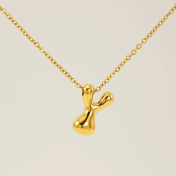 316L Stainless Steel Pendant Necklace With Letter Pattern 18K Gold Plated Unisex