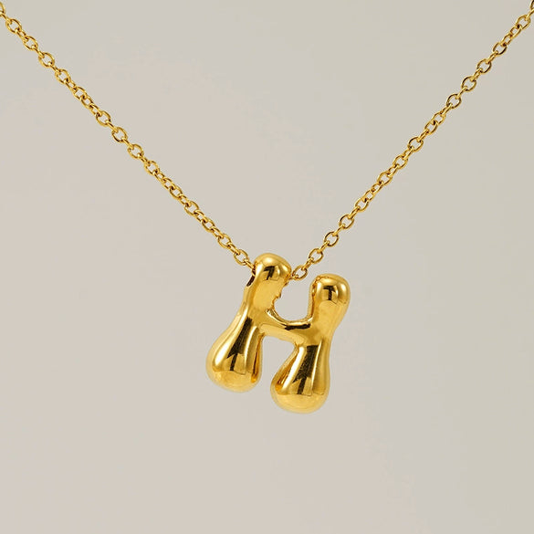 316L Stainless Steel Pendant Necklace With Letter Pattern 18K Gold Plated Unisex