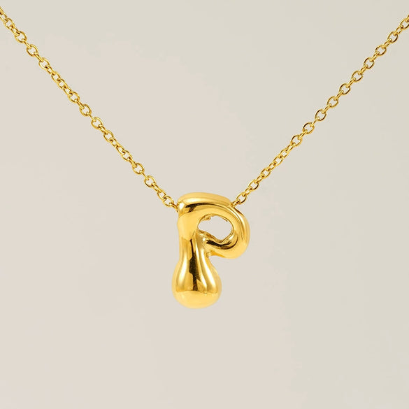 316L Stainless Steel Pendant Necklace With Letter Pattern 18K Gold Plated Unisex