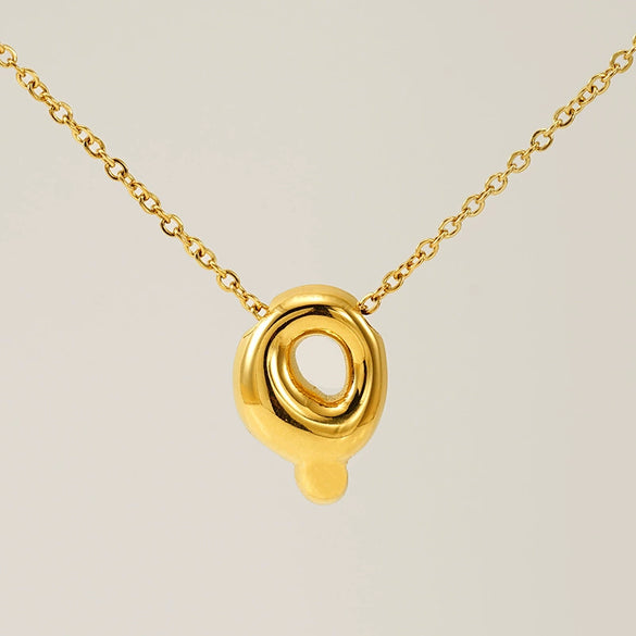 316L Stainless Steel Pendant Necklace With Letter Pattern 18K Gold Plated Unisex