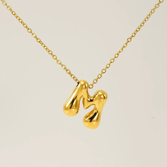 316L Stainless Steel Pendant Necklace With Letter Pattern 18K Gold Plated Unisex