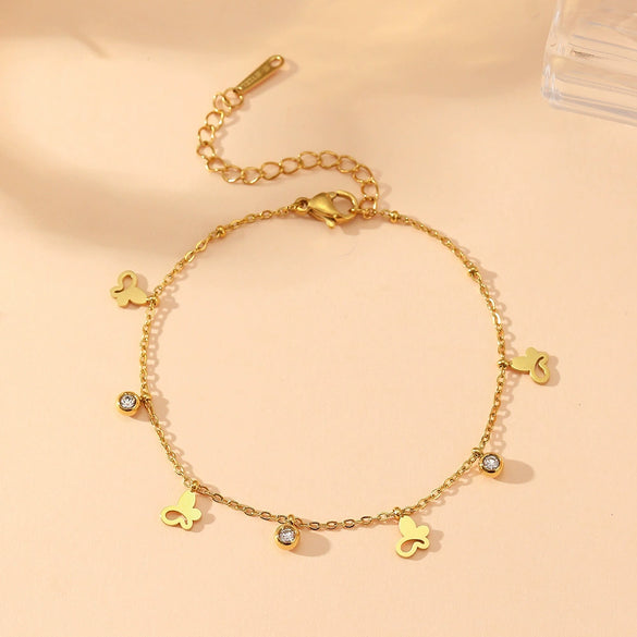 Titanium Steel Pendant With Diamond And Snowflake Pattern Electroplated Women's Bracelet Light Luxury Jewelry