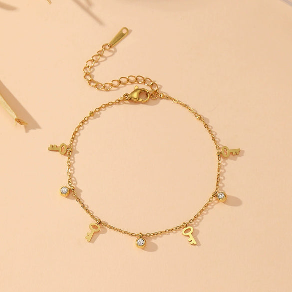 Titanium Steel Pendant With Diamond And Snowflake Pattern Electroplated Women's Bracelet Light Luxury Jewelry