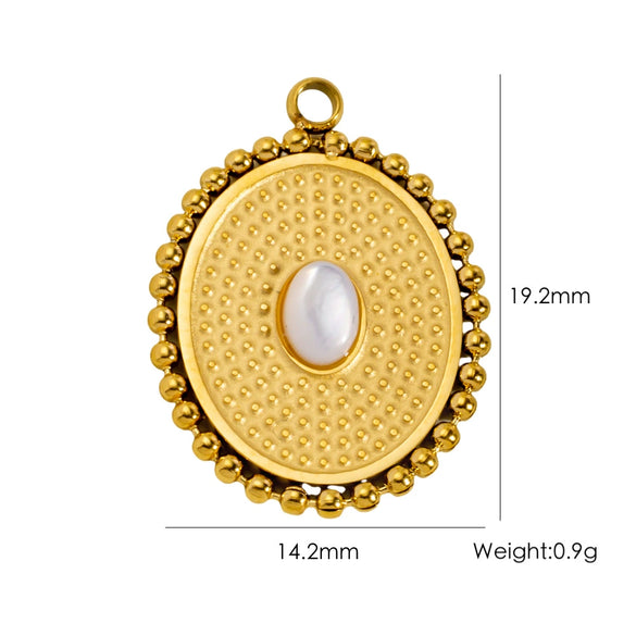 Titanium Steel Pendant With Oildrip Inlaid Diamonds And Natural Stone Stainless Steel Furnace Gold Accessories Geometric Style Electroplated