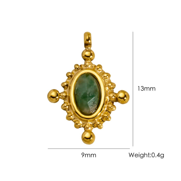 Titanium Steel Pendant With Oildrip Inlaid Diamonds And Natural Stone Stainless Steel Furnace Gold Accessories Geometric Style Electroplated
