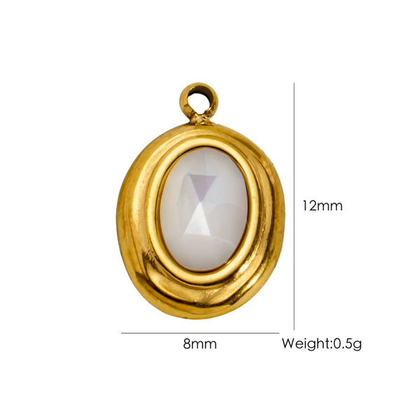 Titanium Steel Pendant With Oildrip Inlaid Diamonds And Natural Stone Stainless Steel Furnace Gold Accessories Geometric Style Electroplated