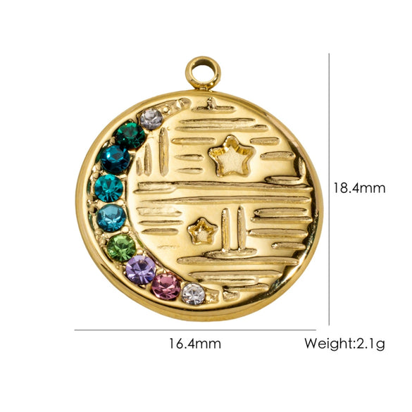 Titanium Steel Pendant With Oildrip Inlaid Diamonds And Natural Stone Stainless Steel Furnace Gold Accessories Geometric Style Electroplated