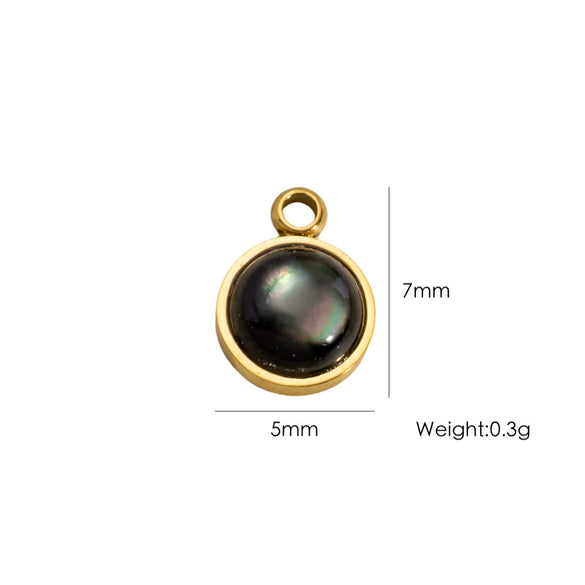 Titanium Steel Pendant With Oildrip Inlaid Diamonds And Natural Stone Stainless Steel Furnace Gold Accessories Geometric Style Electroplated