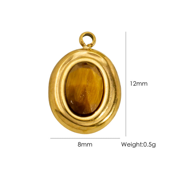 Titanium Steel Pendant With Oildrip Inlaid Diamonds And Natural Stone Stainless Steel Furnace Gold Accessories Geometric Style Electroplated