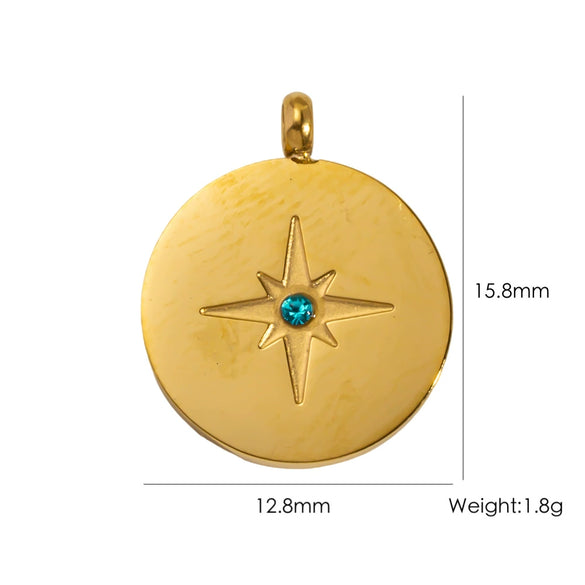 Titanium Steel Pendant With Oildrip Inlaid Diamonds And Natural Stone Stainless Steel Furnace Gold Accessories Geometric Style Electroplated