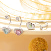 Titanium Steel Personality Heart Shaped Horseshoe Ring Earrings Inlaid Zircon