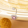 Titanium Steel Personality Heart Shaped Horseshoe Ring Earrings Inlaid Zircon