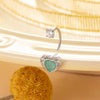 Titanium Steel Personality Heart Shaped Horseshoe Ring Earrings Inlaid Zircon