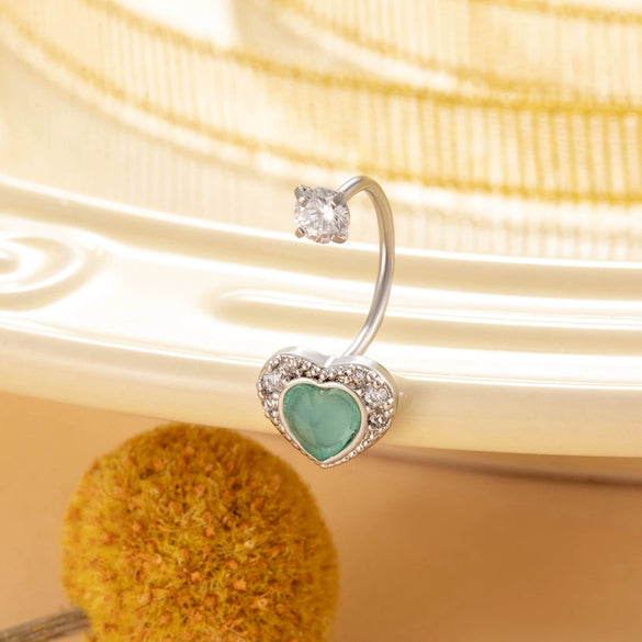 Titanium Steel Personality Heart Shaped Horseshoe Ring Earrings Inlaid Zircon