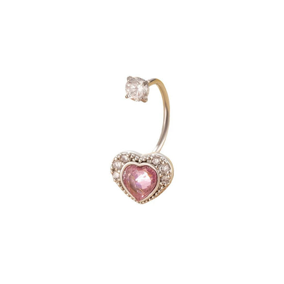 Titanium Steel Personality Heart Shaped Horseshoe Ring Earrings Inlaid Zircon