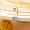 Titanium Steel Personality Heart Shaped Horseshoe Ring Earrings Inlaid Zircon