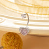 Titanium Steel Personality Heart Shaped Horseshoe Ring Earrings Inlaid Zircon