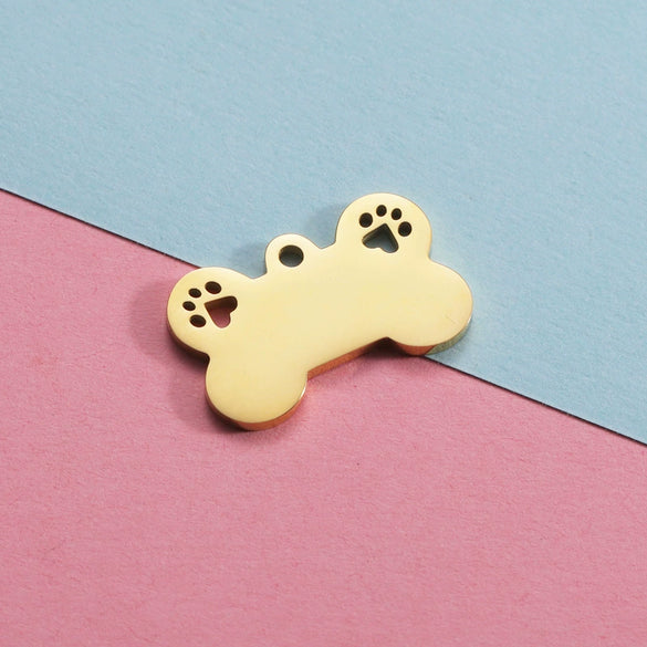 Titanium Steel Pet Pendant Jewelry Accessories Dog Bone Hollow Dog Claw Pendant Electroplating