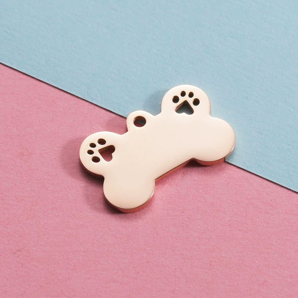Titanium Steel Pet Pendant Jewelry Accessories Dog Bone Hollow Dog Claw Pendant Electroplating