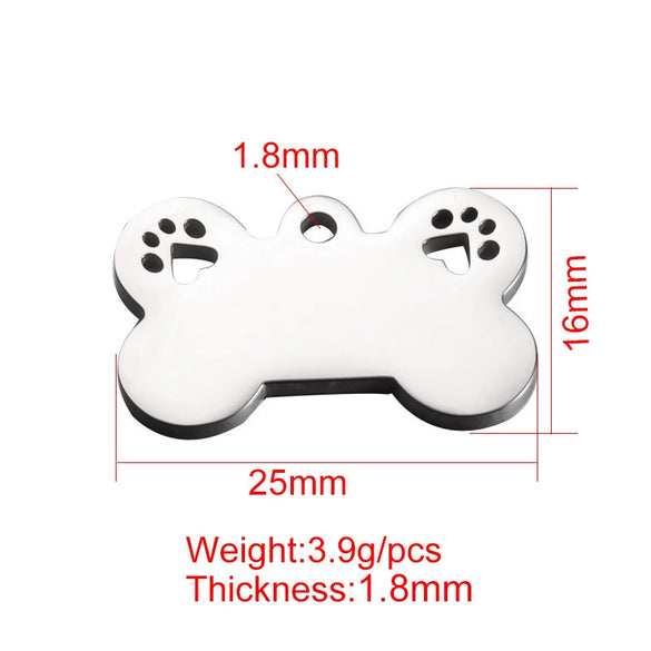 Titanium Steel Pet Pendant Jewelry Accessories Dog Bone Hollow Dog Claw Pendant Electroplating