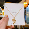 Titanium Steel Pisces Zodiac Animals Pendant Necklace With Diamond Inlay And Cross Chain Light Luxury Simple Allmatch