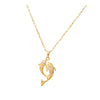 Titanium Steel Pisces Zodiac Animals Pendant Necklace With Diamond Inlay And Cross Chain Light Luxury Simple Allmatch