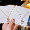 Titanium Steel Pisces Zodiac Animals Pendant Necklace With Diamond Inlay And Cross Chain Light Luxury Simple Allmatch