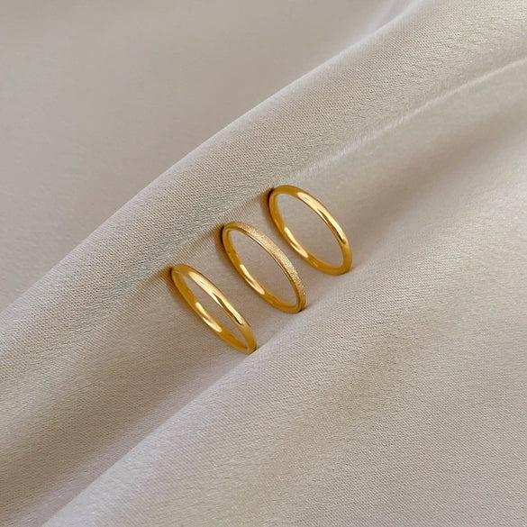 Titanium Steel Plain Threeinone Minimalistic Geometric Disco Ring With Crown Pattern And Polishing Treatment Unisex