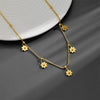 Titanium Steel Plant Flowers Geometric Style Necklace With Vacuum Electroplating In Furnace Treatment