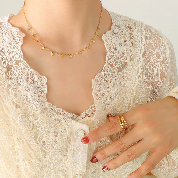 316L Stainless Steel Plated 18K Gold Clavicle Chain Necklace With Geometric Pattern In Light Luxury Style