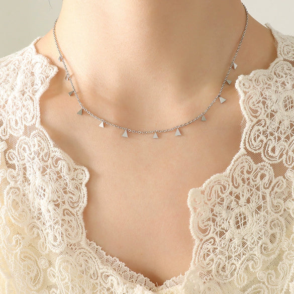 316L Stainless Steel Plated 18K Gold Clavicle Chain Necklace With Geometric Pattern In Light Luxury Style