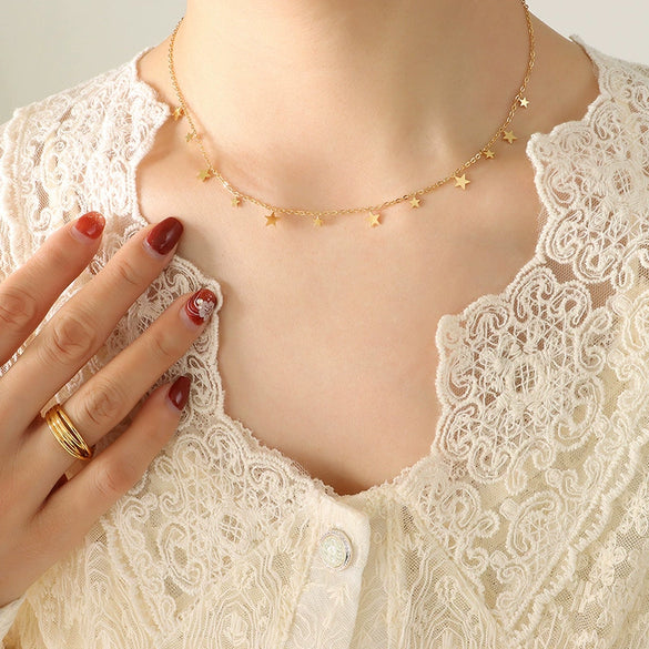 316L Stainless Steel Plated 18K Gold Clavicle Chain Necklace With Geometric Pattern In Light Luxury Style