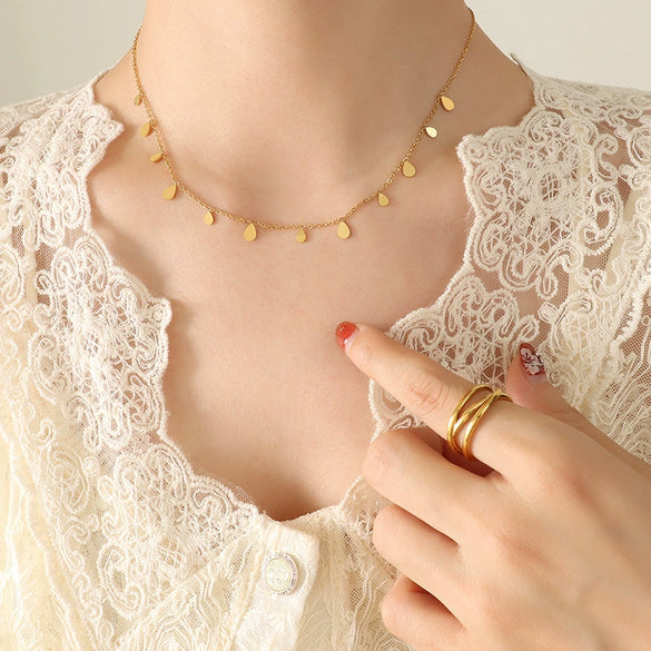 316L Stainless Steel Plated 18K Gold Clavicle Chain Necklace With Geometric Pattern In Light Luxury Style