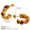 316L Stainless Steel Plated 18K Gold Natural Stone Square Geometric Style Women's Earrings
