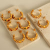316L Stainless Steel Plated 18K Gold Natural Stone Square Geometric Style Women's Earrings