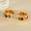 316L Stainless Steel Plated 18K Gold Natural Stone Square Geometric Style Women's Earrings