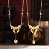Titanium Steel Plated 18K Gold Women's Clavicle Necklace With Love Tassel Bow And Geometric Pattern