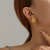 Titanium Steel Polka Dot Hammer Pattern Water Drop Geometric Earrings For Women Electroplated