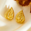Titanium Steel Polka Dot Hammer Pattern Water Drop Geometric Earrings For Women Electroplated