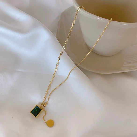 Titanium Steel Pull Necklace For Women With Geometric Design Light Luxury Hip Hop Retro Fashion Electroplated Sweater Chain For Autumn And Winter