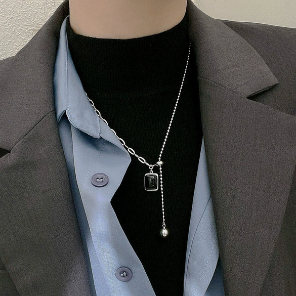 Titanium Steel Pull Necklace For Women With Geometric Design Light Luxury Hip Hop Retro Fashion Electroplated Sweater Chain For Autumn And Winter