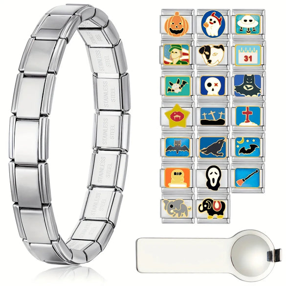 Titanium Steel Pumpkin Elephant Number Italian Charms